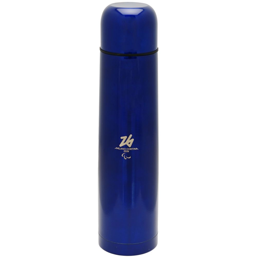 Thermos Acciaio Inox Blu 1 Lt. Paralympic Emblema Monocromatico Logo