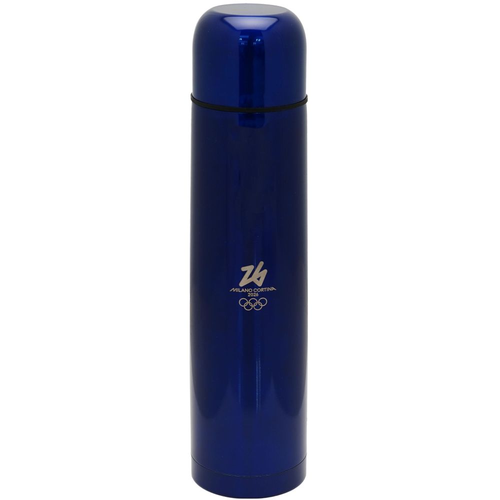 Thermos Acciaio Inox Blu 1 Lt. Olympic Emblema Monocromatico Logo