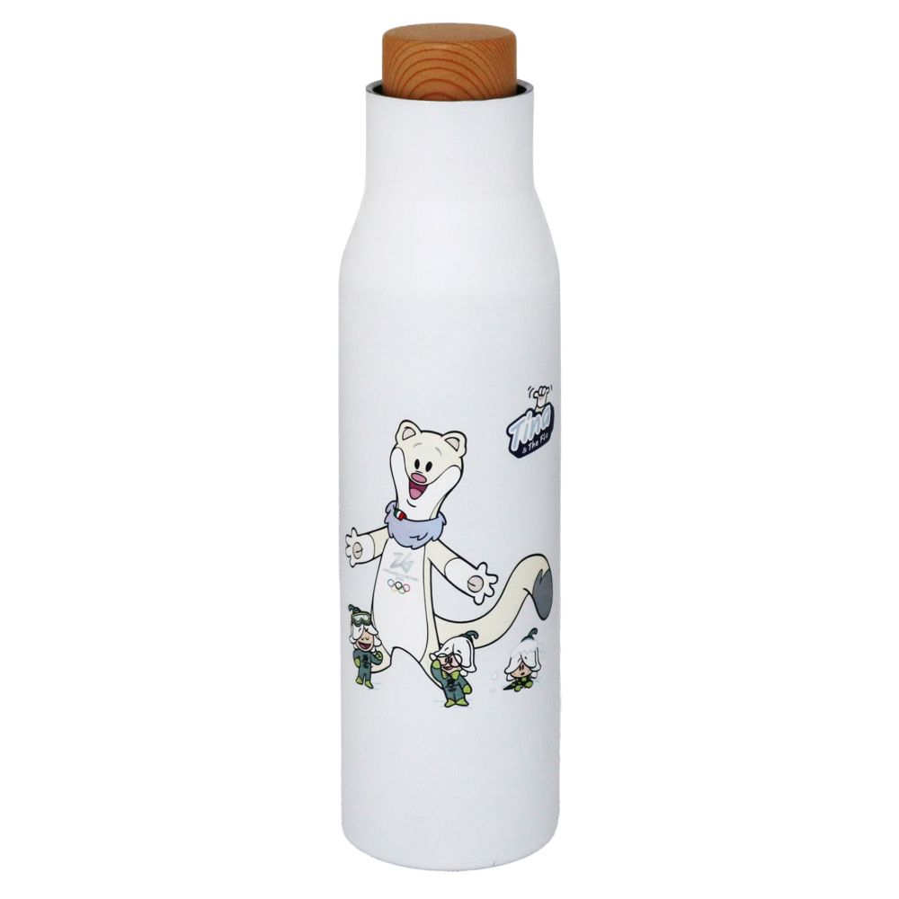 Borraccia Termica Bianca Tappo Effetto Bambu' 500 Ml Olympic Mascot Tina