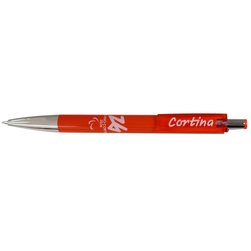 Penna Abs Arancio Puntale Cromato Paralympic Emblema Monocromatico Corti