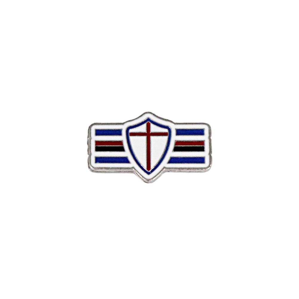 Distintivo In Metallo Smaltato Logo Scudo A Righe Sampdoria