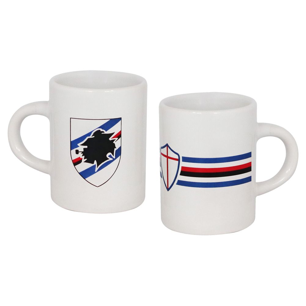 Set 2 Tazzine In Ceramica Logo Ufficiale / Scudo Con Righesampdoria