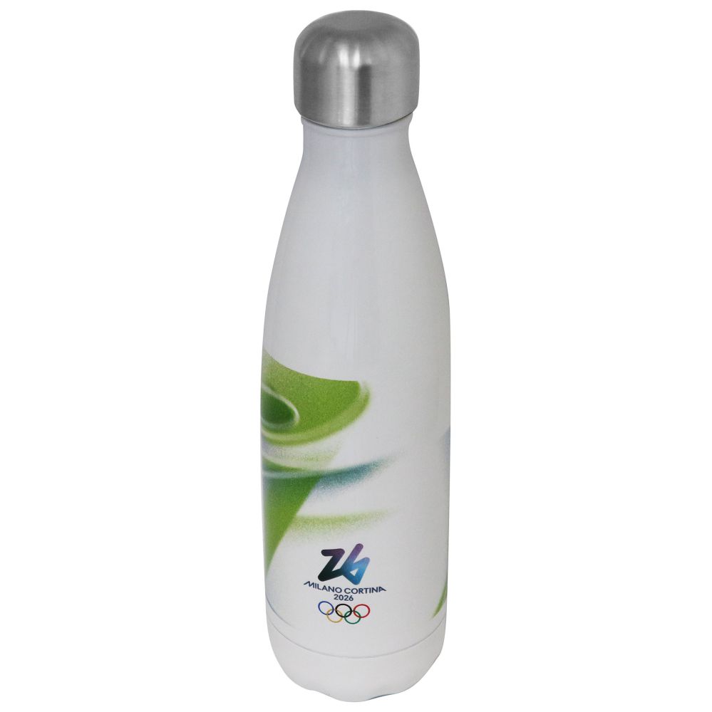 Borraccia Termica Bianca 500 Ml Olympic Look Verde Stampato A Colori