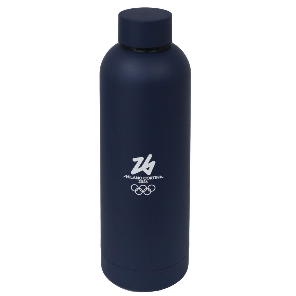 Borraccia Termica Blu Opaco In Acciaio 500 Ml Olympic Emblema Logo