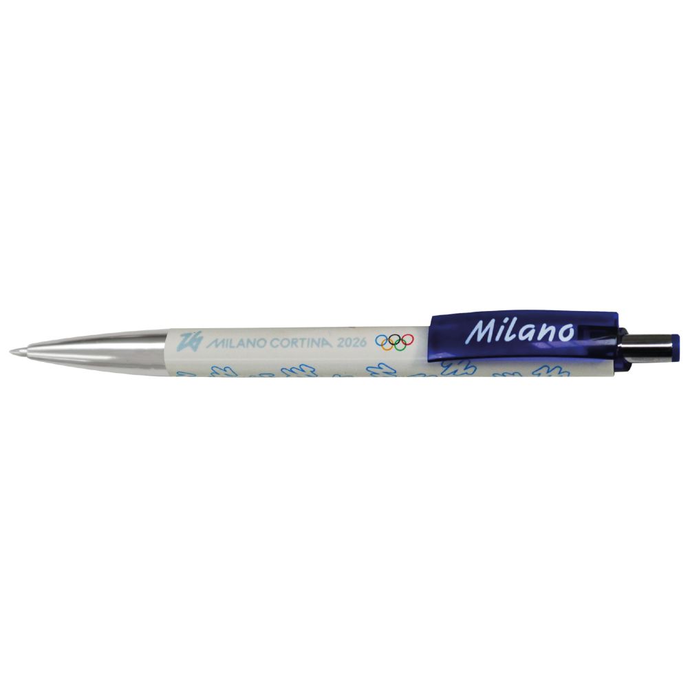 PENNA ABS BIANCA PUNTALE CROMATO OLYMPIC EMBLEMA COLORATO SIGN MILANO