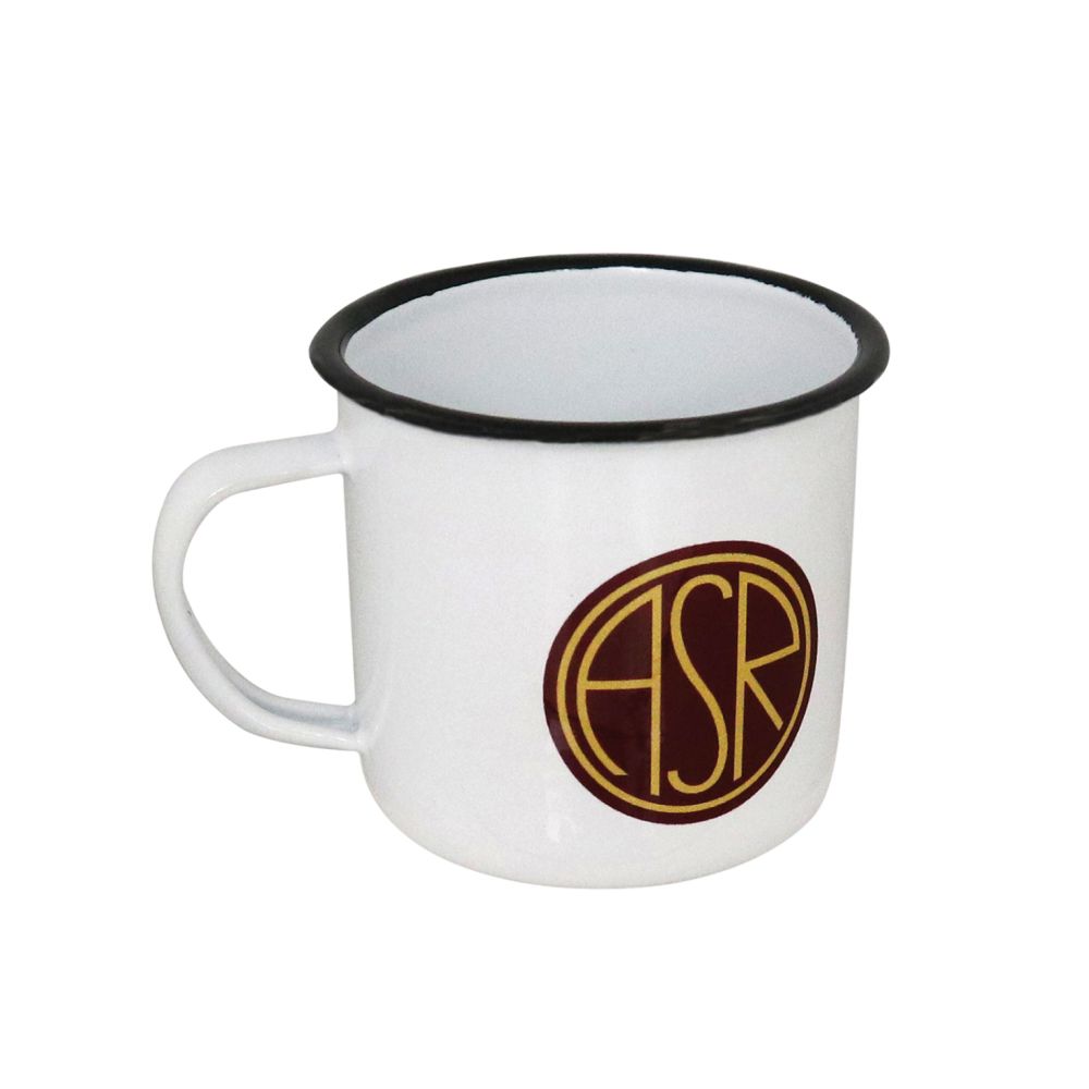 TAZZA IN METALLO SMALTATO LOGO A COLORI AMBO I LATI AS ROMA HERITAGE