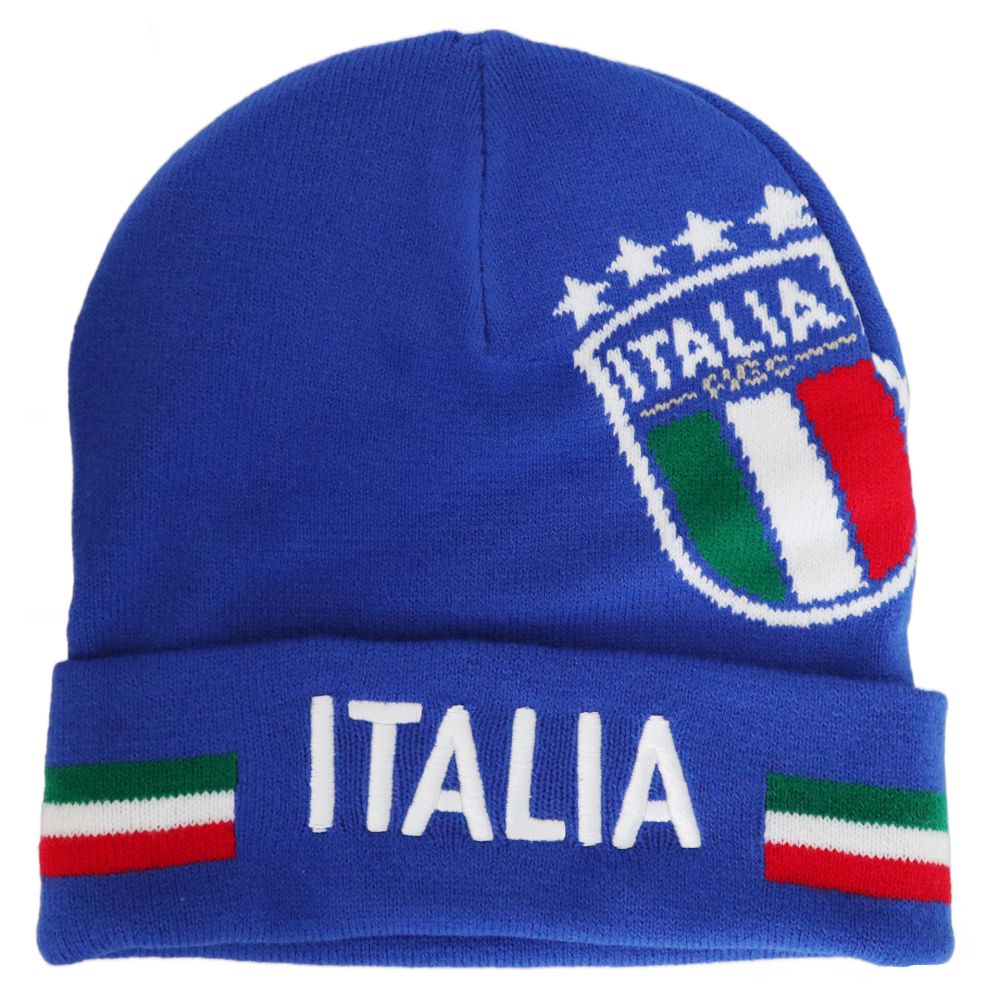 ZUCCOTTO ACRILICO AZZURRO CON LOGO ITALIA