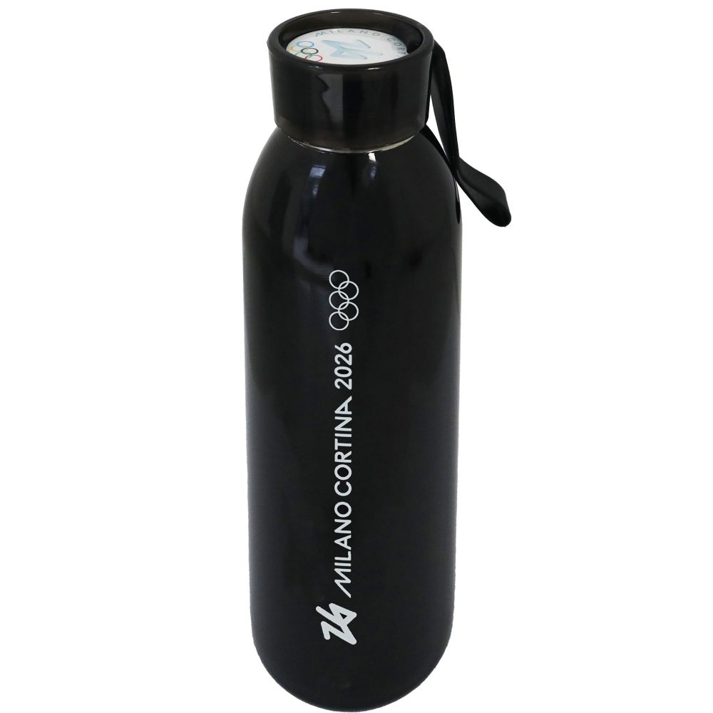 BORRACCIA ACCIAIO NERA 650 ML OLYMPIC EMBLEMA MONOCROMATICO E AD