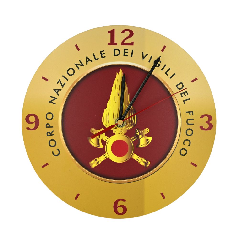 OROLOGIO DA PARETE IN PLEXI VIGILI DEL FUOCO DIAMETRO 24 CM