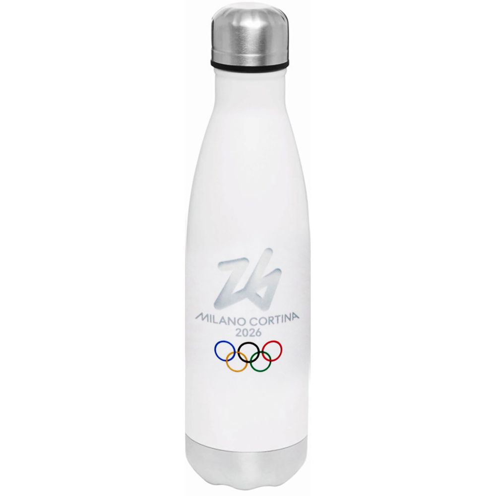 BORRACCIA TERMICA BIANCA 500 ML OLYMPIC EMBLEMA COLORATO THE ITALIAN SPI