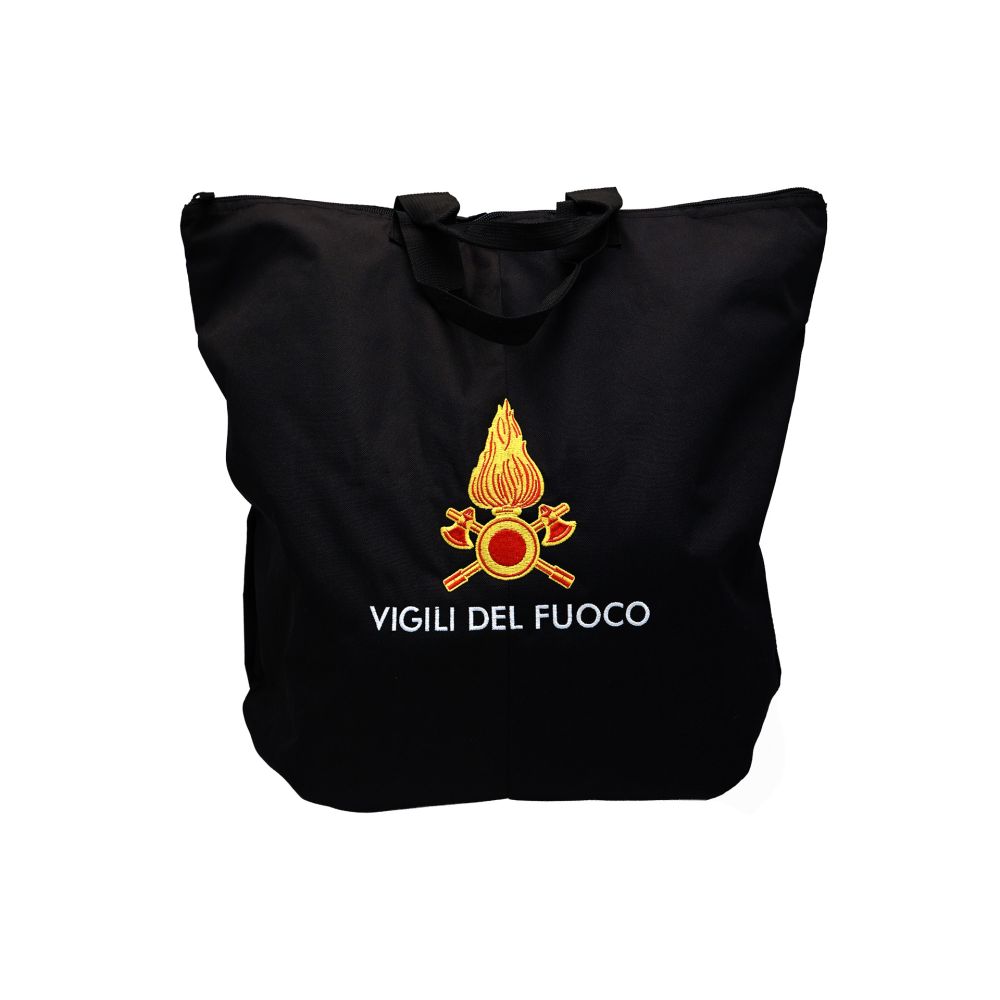 BORSA PORTACASCO NERA VIGILI DEL FUOCO CON TRACOLLA 48X51 CM