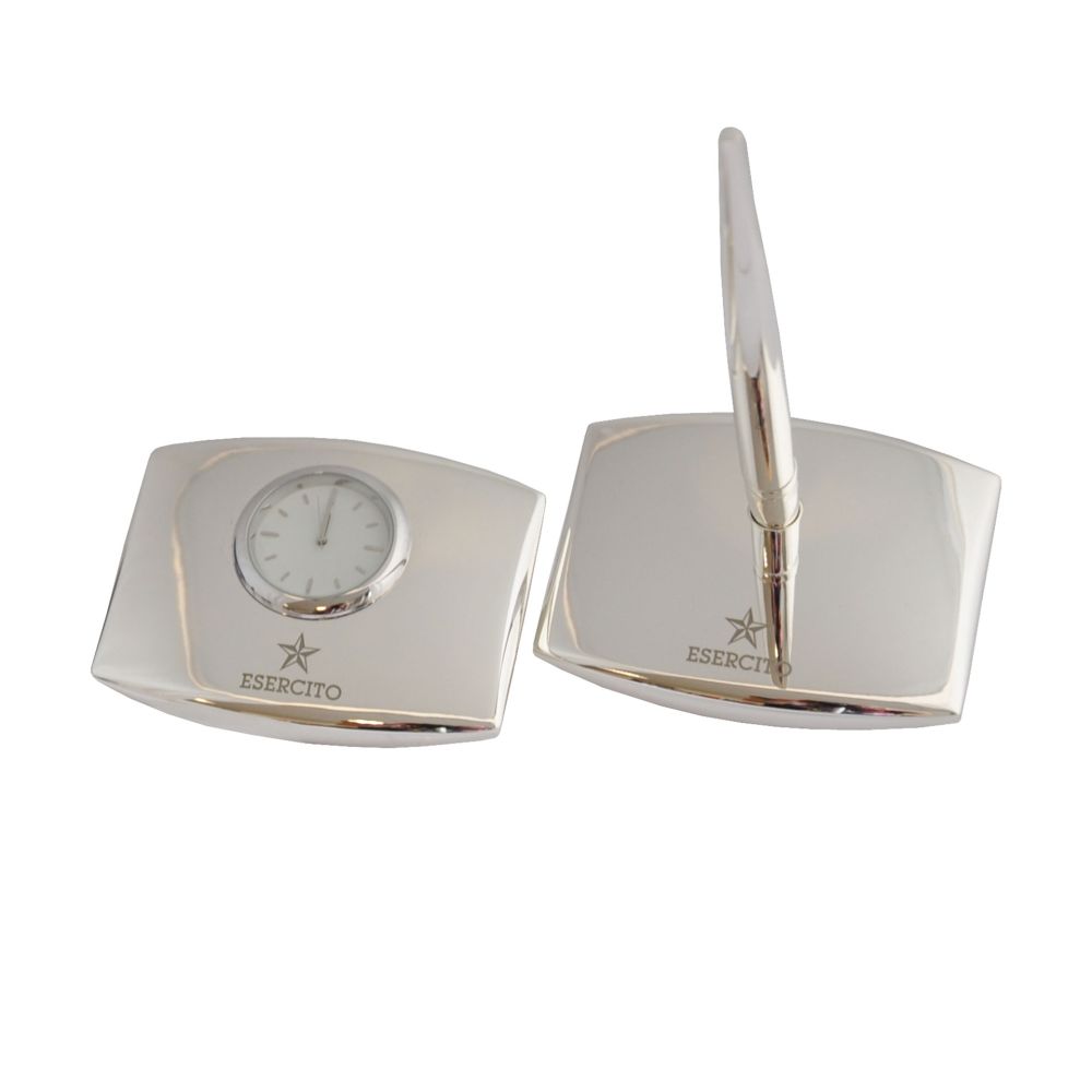 SET DUE PEZZI STILOFORO E OROLOGIO (SILVER PLATED) ESERCITO ITALIANO