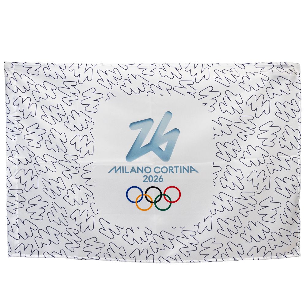 BANDIERA IN POLIESTERE 150X100CM SENZA ASTA FONDO SIGN OLYMPIC EMBLEMA C