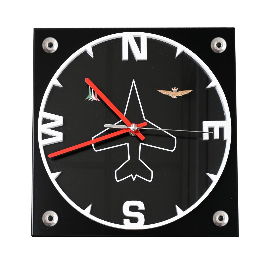 OROLOGIO DA PARETE IN ALLUMINIO ANODIZZATO NERO CON PLEXIGLASS