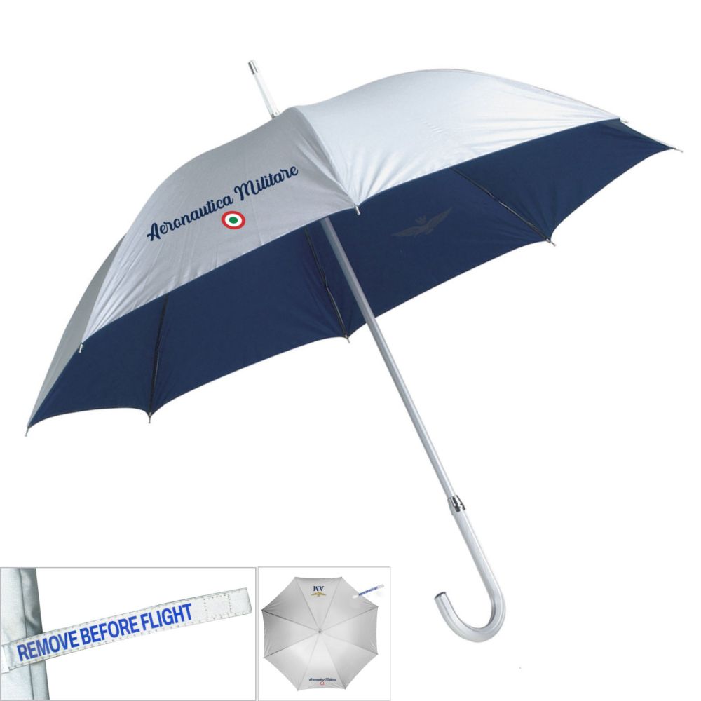OMBRELLO IN ALLUMINIO E NYLON ARGENTO E INTERNO BLU NAVY