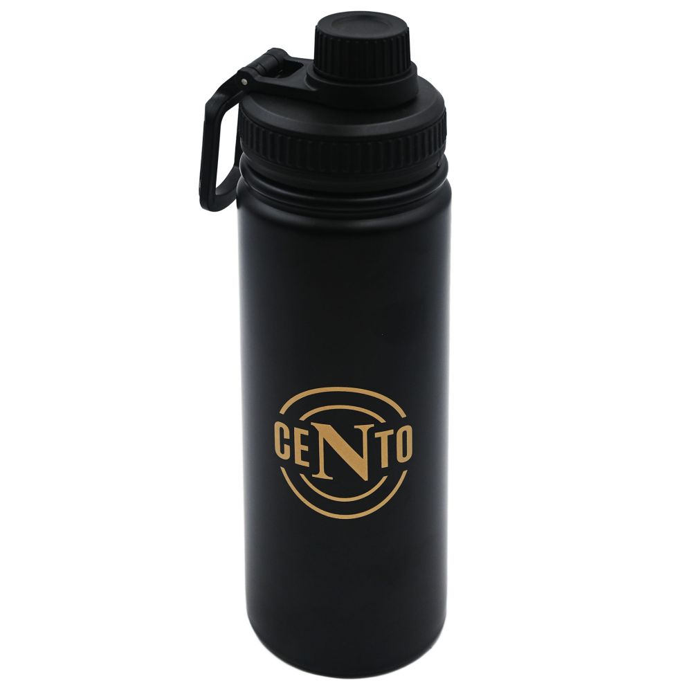 BORRACCIA IN ACCIAIO INOX CON BECCUCCIO NERA 500 ML CON LOGO DORATO NA
