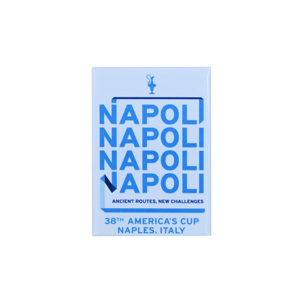 MAGNETE AMERICA'S CUP 38 RETTANGOLARE SFONDO BIANCO CON SCRITTA NAPOLI A