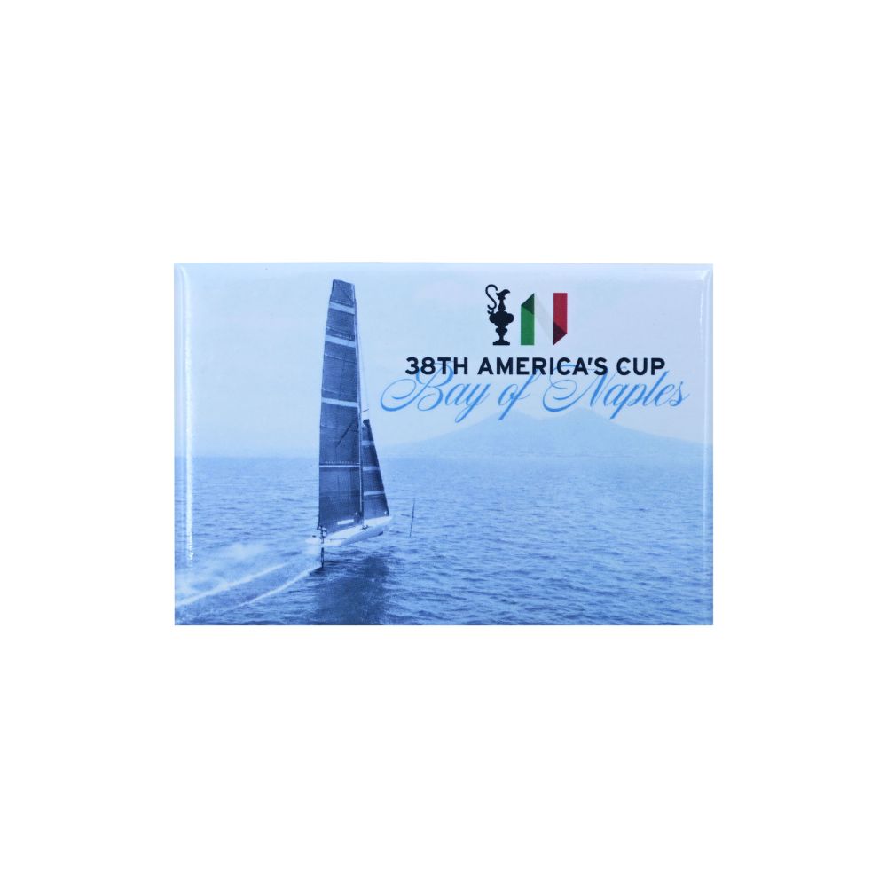 MAGNETE AMERICA'S CUP 38 RETTANGOLARE BARCA A VELA IN MARE CON SCRITTA B