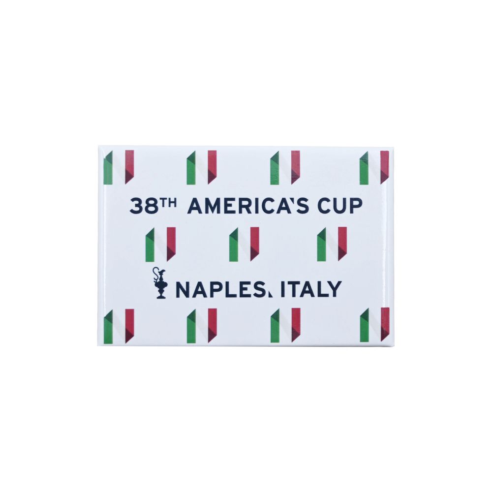 MAGNETE AMERICA'S CUP 38 RETTANGOLARE LOGO CLASSICO E MONOGRAMMA IN META