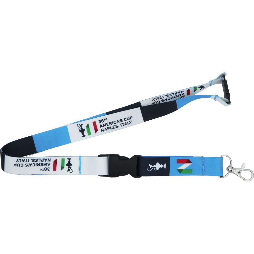 PORTAPASS AMERICA'S CUP 38 BIANCO CON QUADRATI BLU E CELESTE