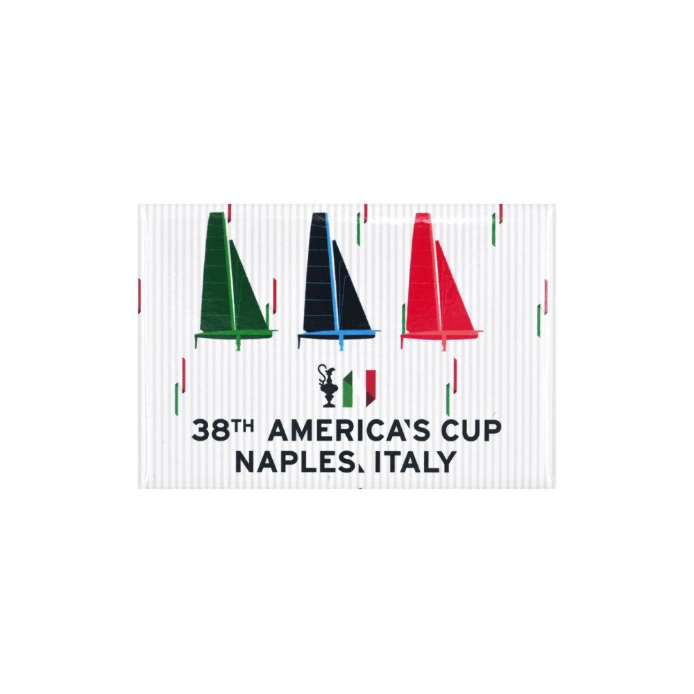 MAGNETE AMERICA'S CUP 38 RETTANGOLARE 3 BARCHE A VELA COPPA E N TRICOLOR