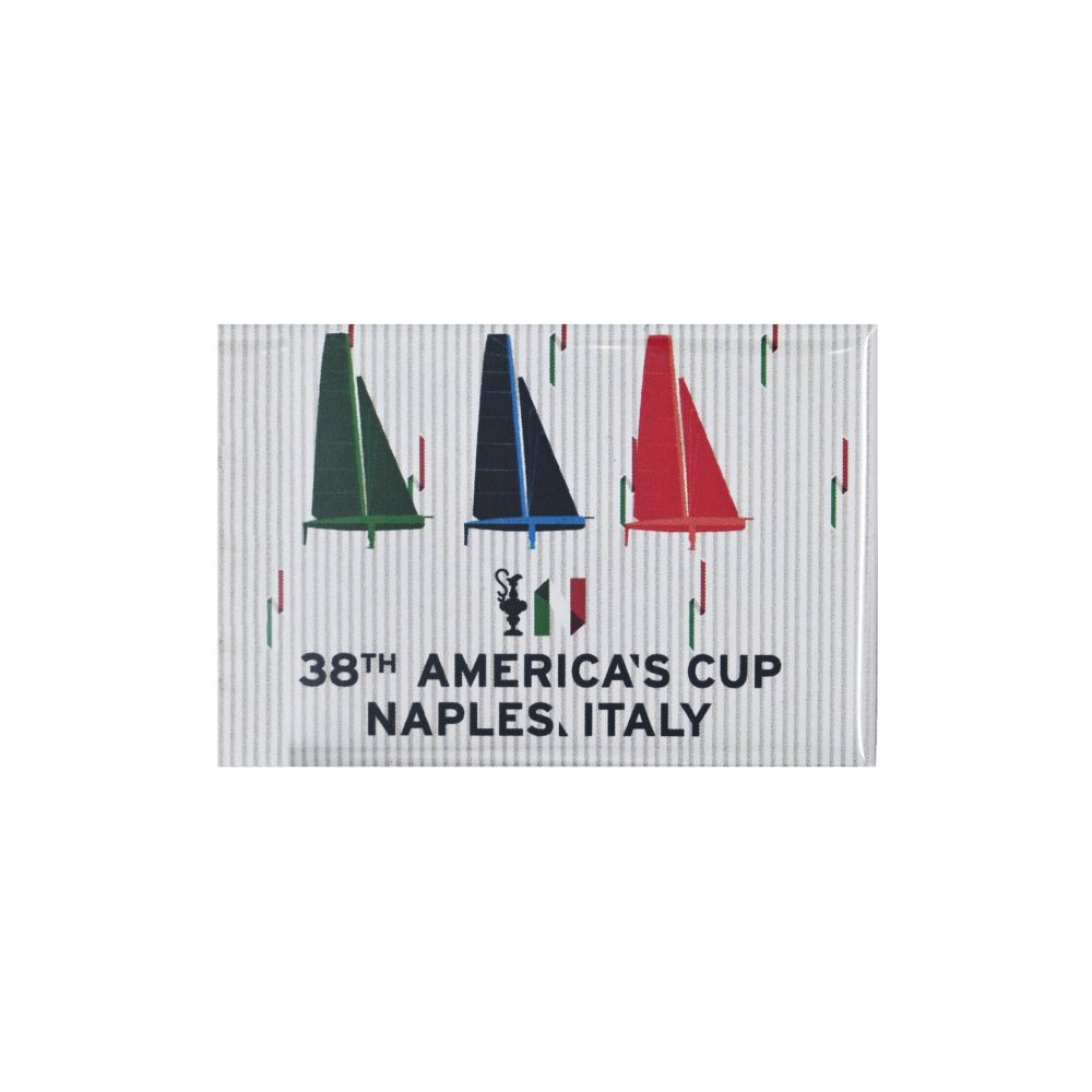 MAGNETE AMERICA'S CUP 38 RETTANGOLARE 3 BARCHE A VELA COPPA E N TRICOLOR
