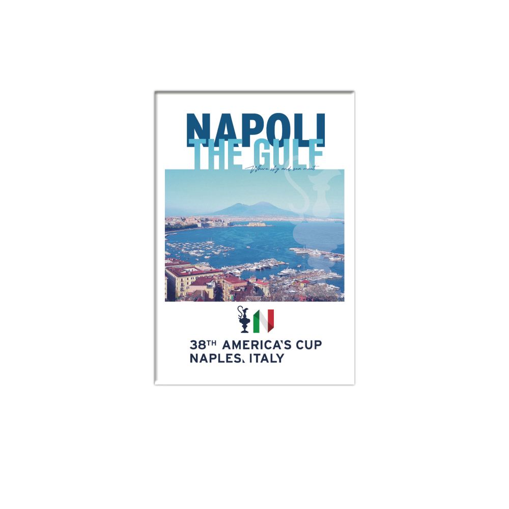 MAGNETE AMERICA'S CUP 38 RETTANGOLARE GOLFO CON SCRITTA NAPOLI IN METALL