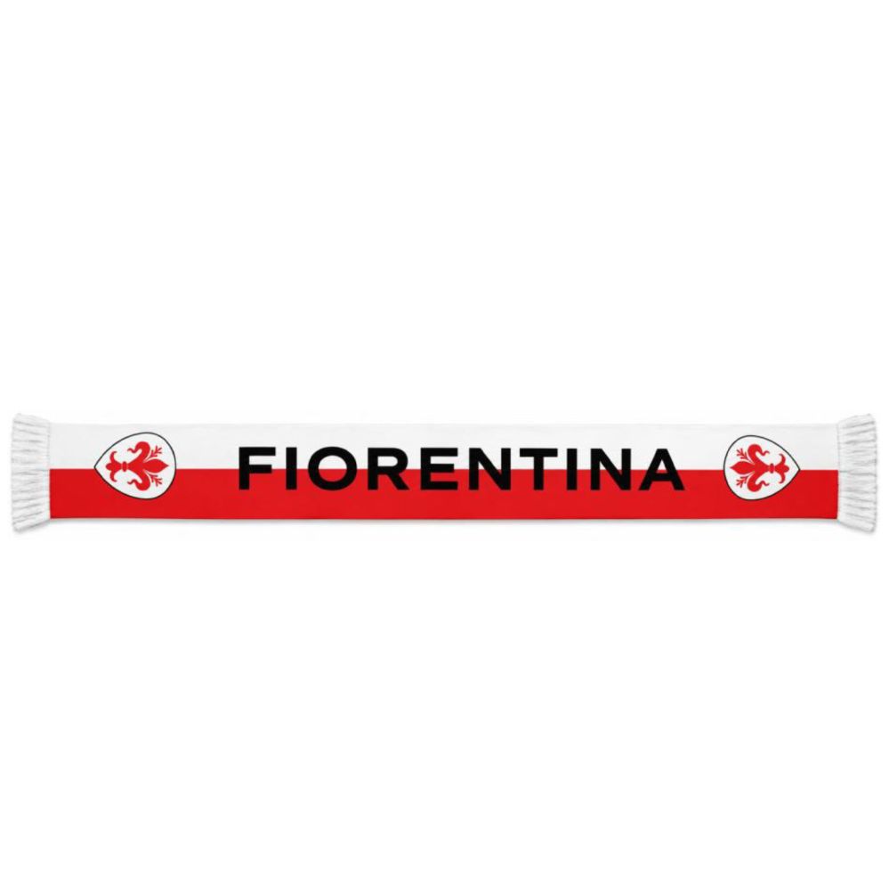 SCIARPA IN RASO DI POLIESTERE BIANCA E ROSSA CENTENARIO FIORENTINA