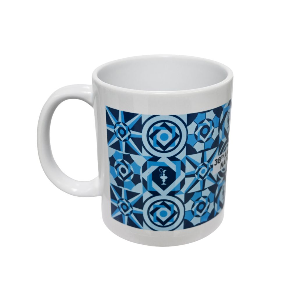 TAZZA AMERICA'S CUP 38 SFONDO MOSAICO AZZURRO CON SCRITTA NAPOLI HOST 20