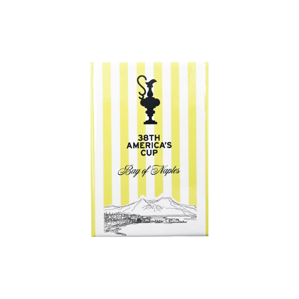 MAGNETE AMERICA'S CUP 38 RETTANGOLARE SFONDO RIGATO GIALLO CON SCRITTA B MAGNETE AMERICA'S CUP 38 RETTANGOLARE SFONDO RIGATO GIALLO CON SCRITTA B