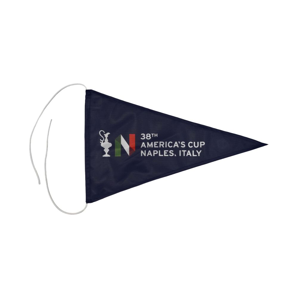 GUIDONE TRIANGOLARE AMERICA'S CUP 38 BLU NAVY LOGHI E SCRITTA