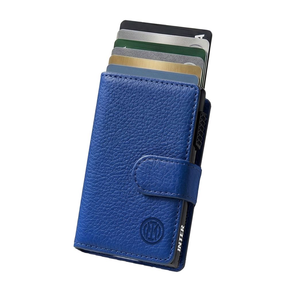 SMART WALLET SLIDE 7 CARTE CASE ALLUMINIO INTER BLU