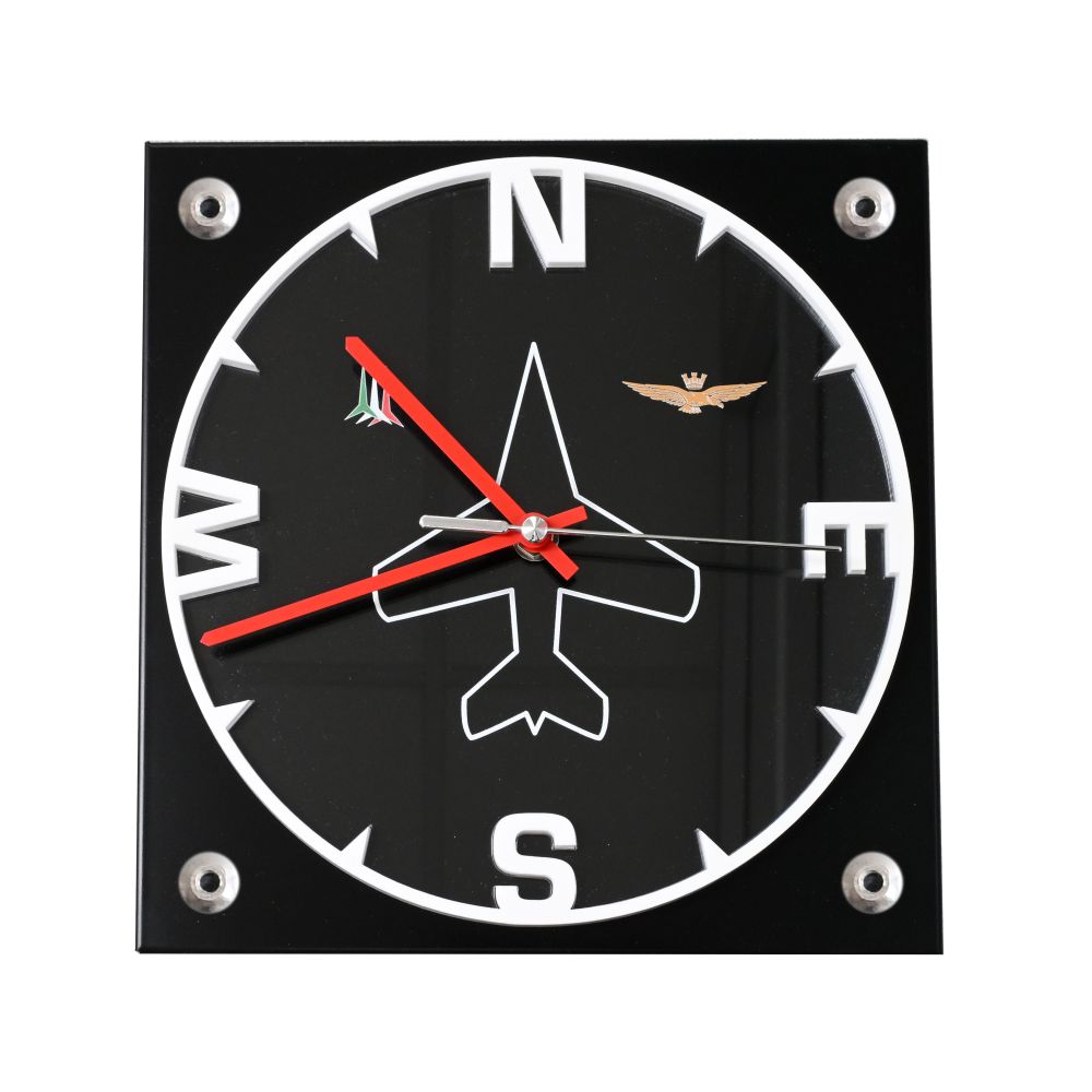 OROLOGIO DA PARETE IN ALLUMINIO ANODIZZATO NERO CON PLEXIGLASS