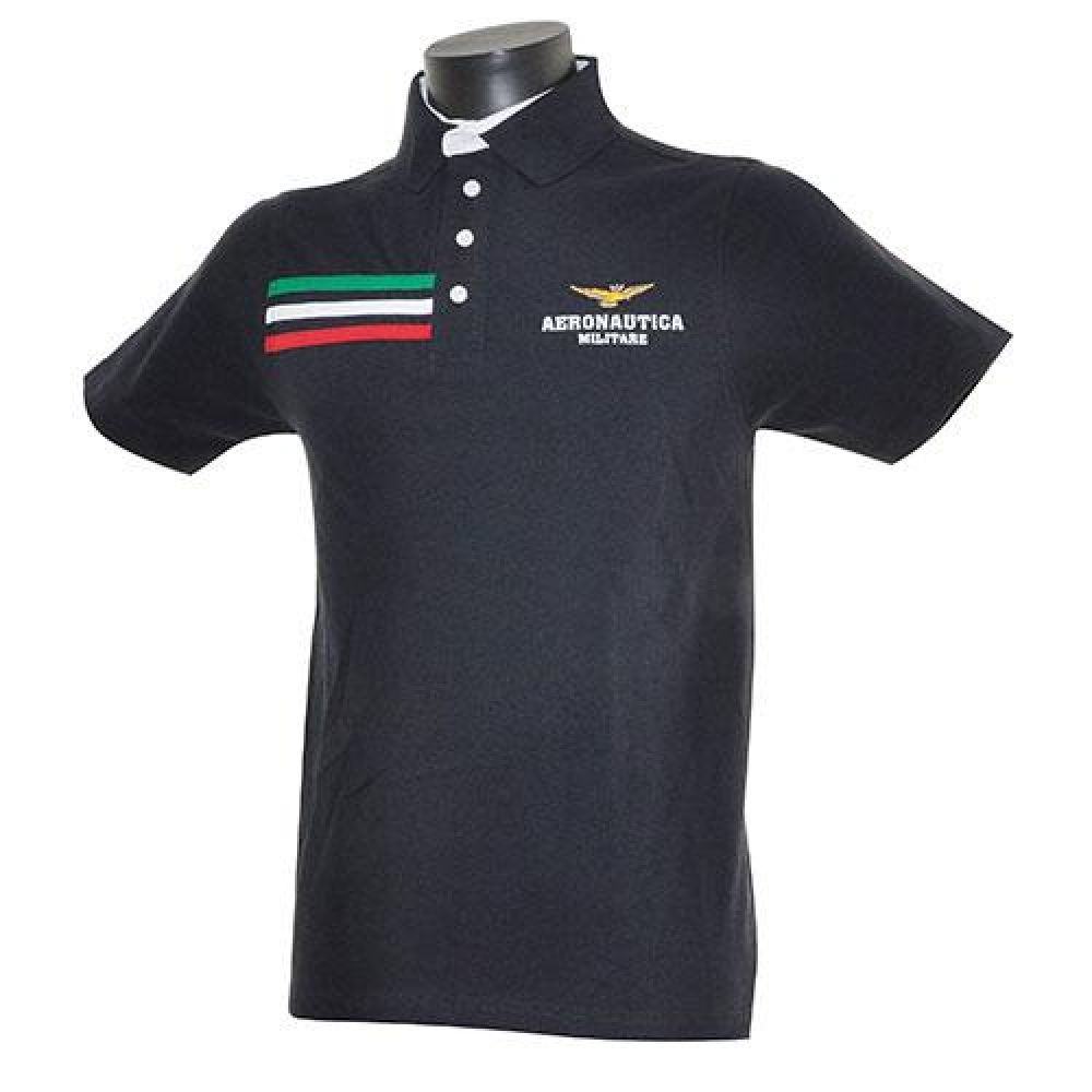 POLO IN COTONE MANICHE CORTE BLU AERONAUTICA MILITARE