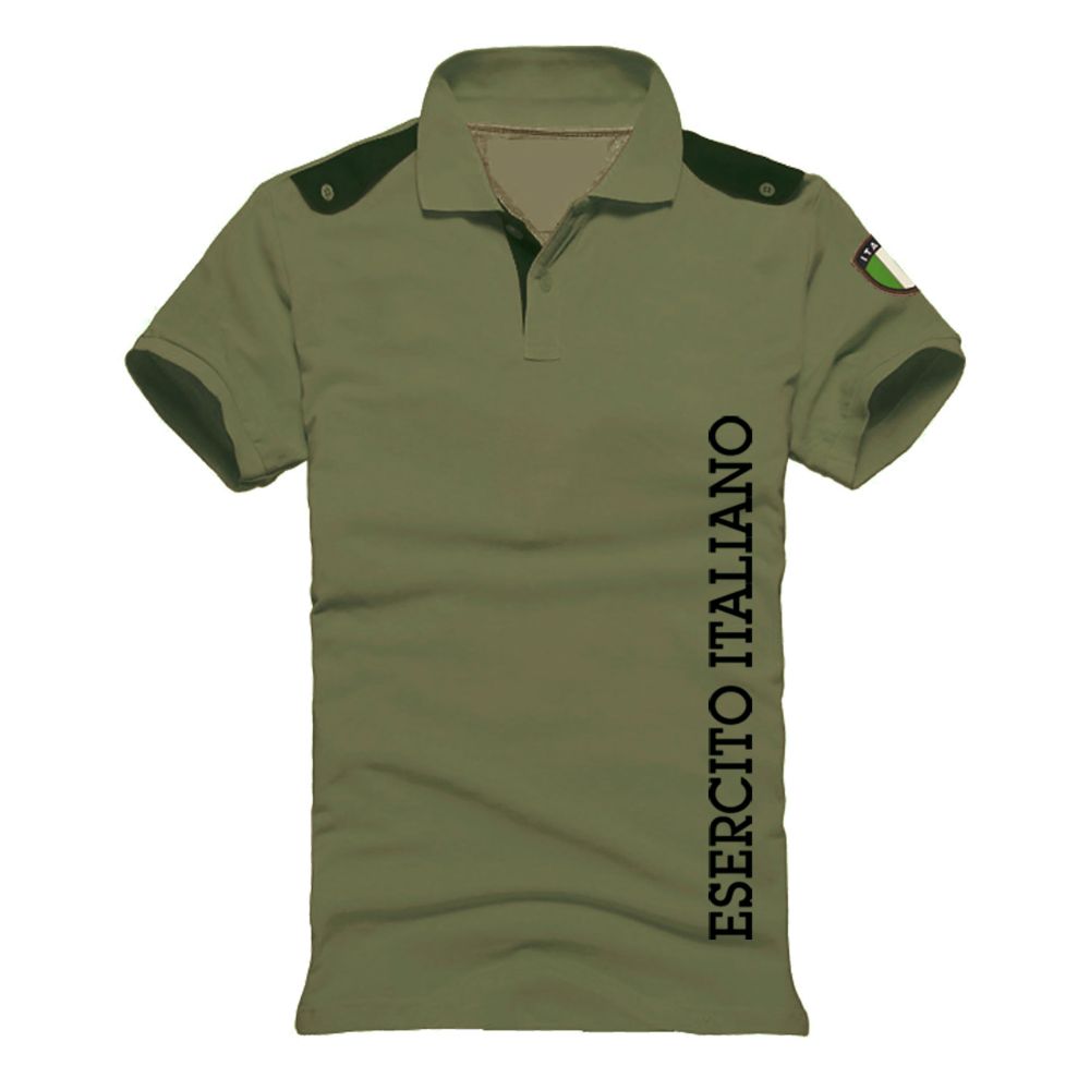 POLO MANICHE CORTE VERDE 100% COTONE ESERCITO ITALIANO