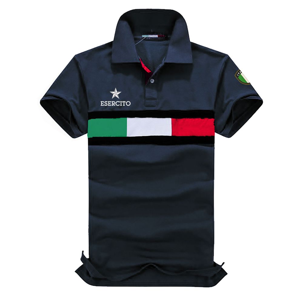 POLO MANICHE CORTE BLU 100% COTONE ESERCITO ITALIANO