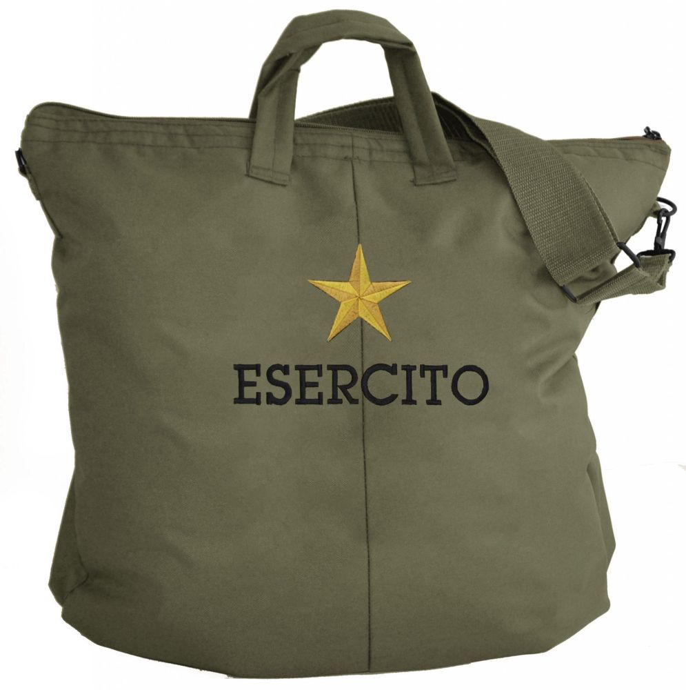 BORSA PORTACASCO VERDE CON LOGO RICAMATO E.I.