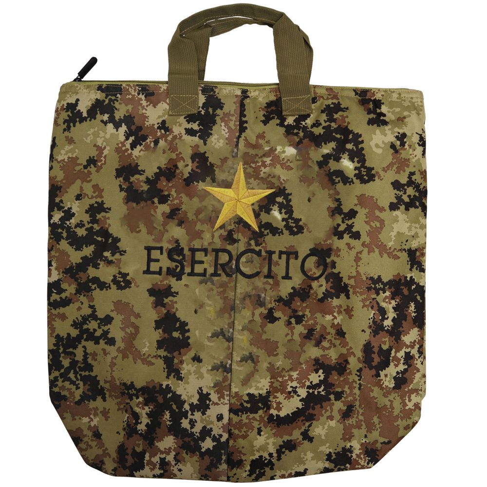 BORSA PORTACASCO MIMETICA CON LOGO RICAMATO ESERCITO