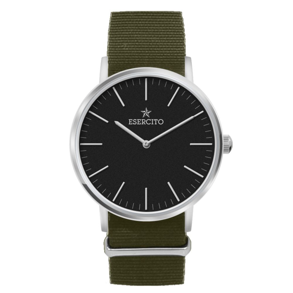 OROLOGIO DA POLSO CON CINTURINO ELASTICO VERDE OLIVA CASSA NERA