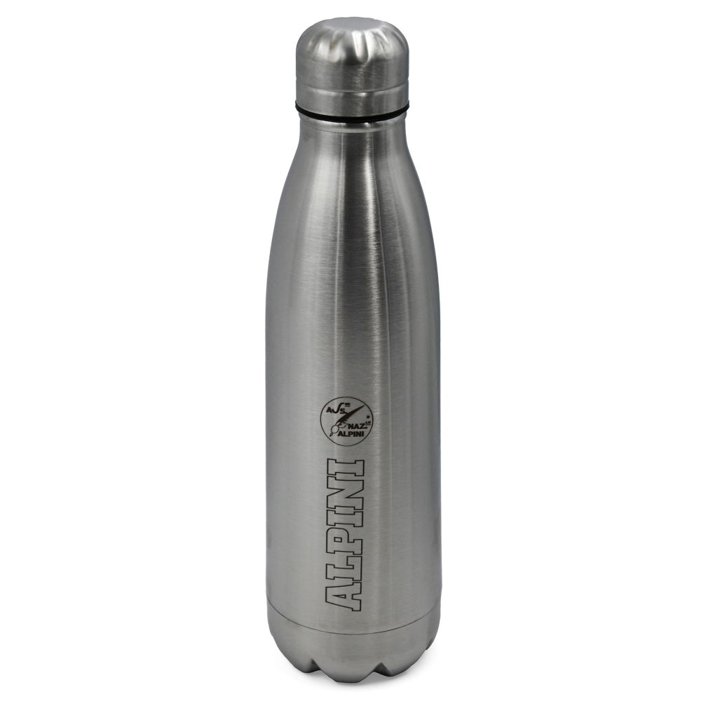 BORRACCIA IN ACCIAIO INOX ARGENTO 500 ML CON LOGO ANA E SCRITTA ALPINI