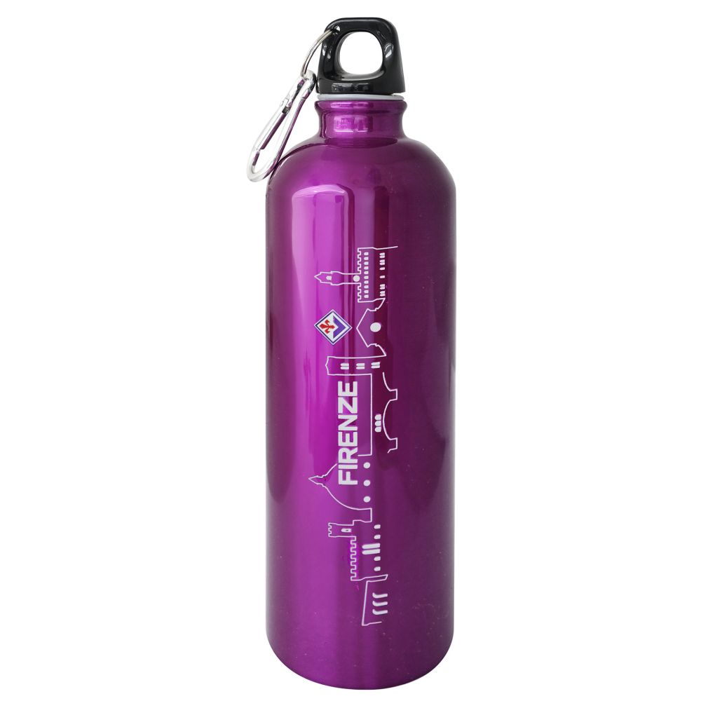 BORRACCIA IN ALLUMINIO VIOLA, 500 ML, CON MOSCHETTONE LOGO GIGLIO FIOREN