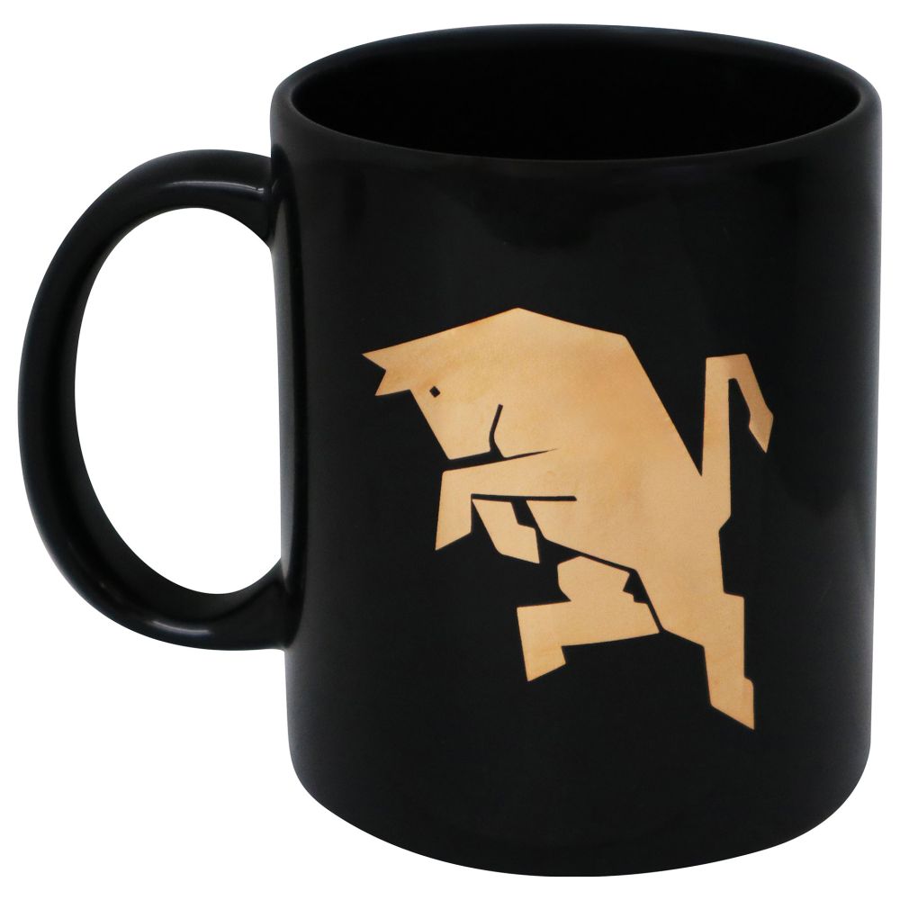 MUG IN CERAMICA NERA CON LOGO SIMIL ORO CON SCRITTA SFT