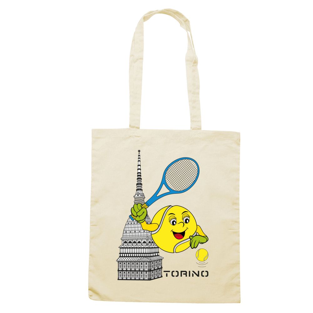 SHOPPER IN COTONE NATURALE MOLE CON PALLINA DA TENNIS TORINO