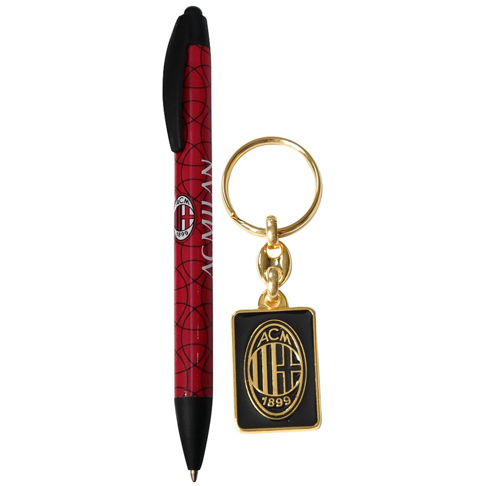 SET PENNA PLASTICA E PORTACHIAVI LOGO UFFICIALE MILAN