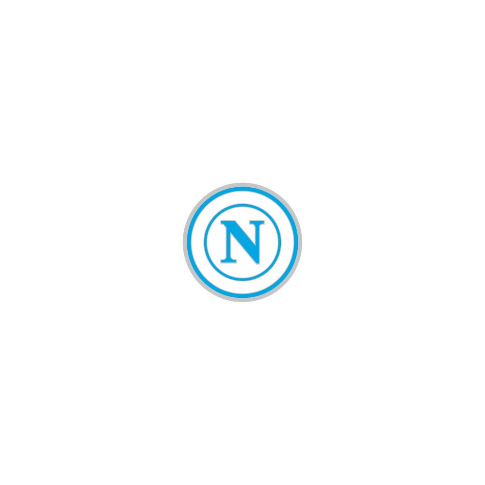 DISTINTIVO SMALTATO CON LOGO NAPOLI CELESTE SU FONDO BIANCO