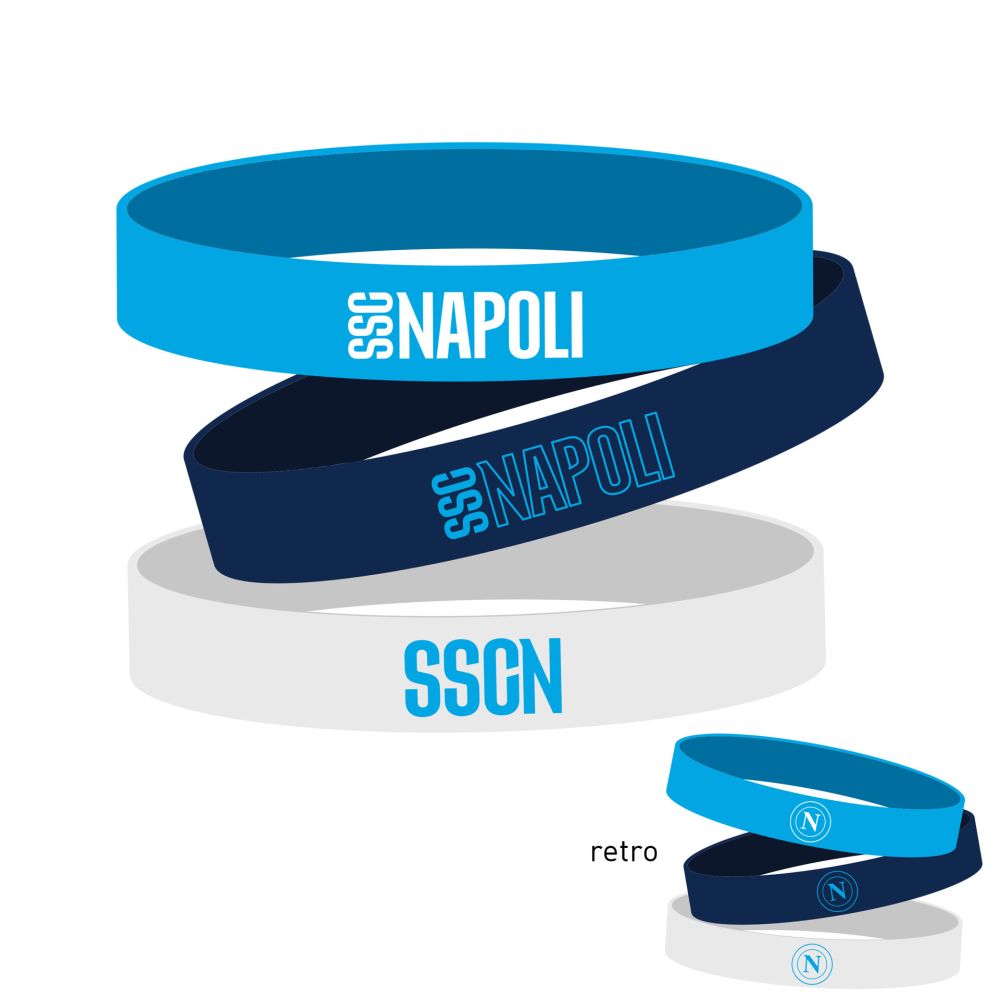 KIT 3 BRACCIALETTI IN SILICONE VARI COLORI CON LOGO NAPOLI E SCRITTA SSC