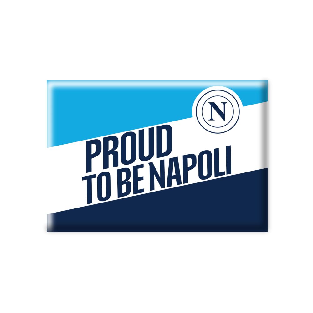 MAGNETE STAMPATO RETTANGOLARE CON SCRITTA PROUD TO BE NAPOLI BLU