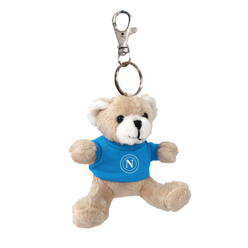 ORSETTO PORTACHIAVI PELUCHE H 8CM CON MAGLIA CELESTE CON LOGO BIANCO NAP