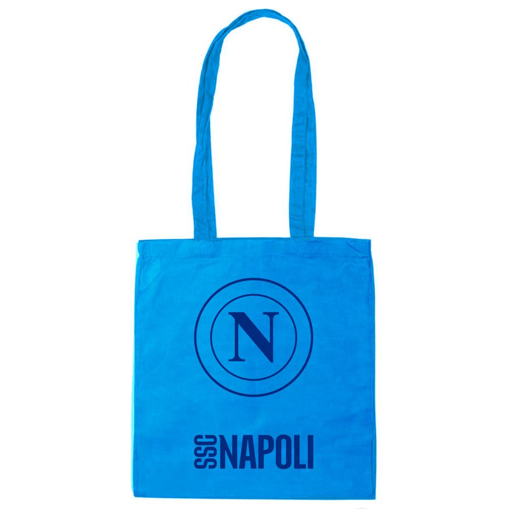 SHOPPER CELESTE STAMPA BLU LOGO SSC NAPOLI SU UN SOLO LATO