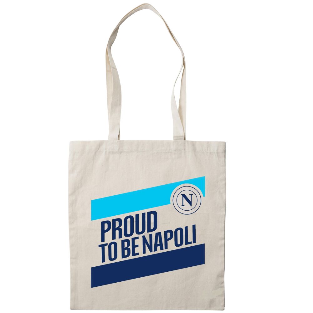 SHOPPER IN TINTA NATURALE STAMPA CELESTE E BLU SU UN LATO PROUD TO BE NA